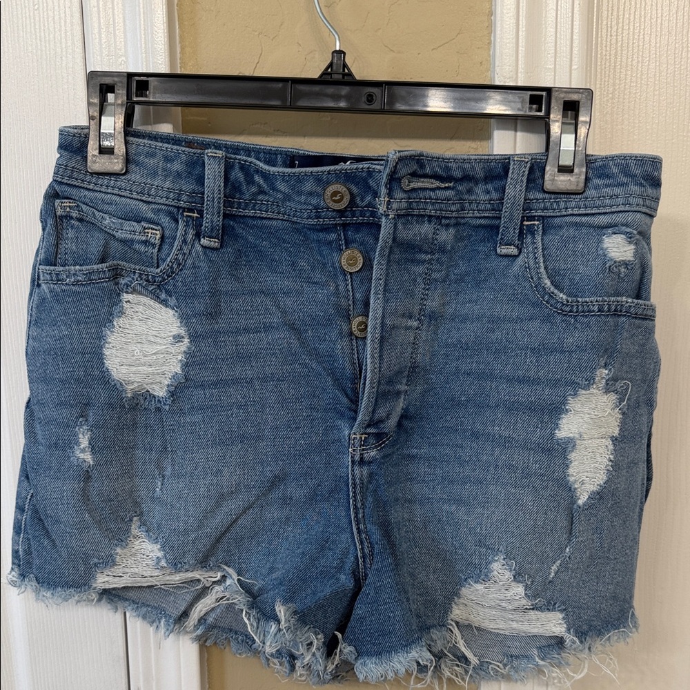 Hollister Distressed Denim Jean Shorts - Blue